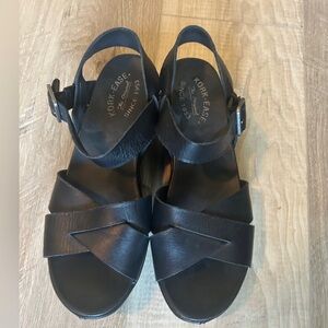 Kork-Ease black wedge sandals - size 9